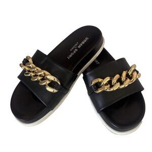 Black Slides With Gold Chain Accent By Urban Sport size 6